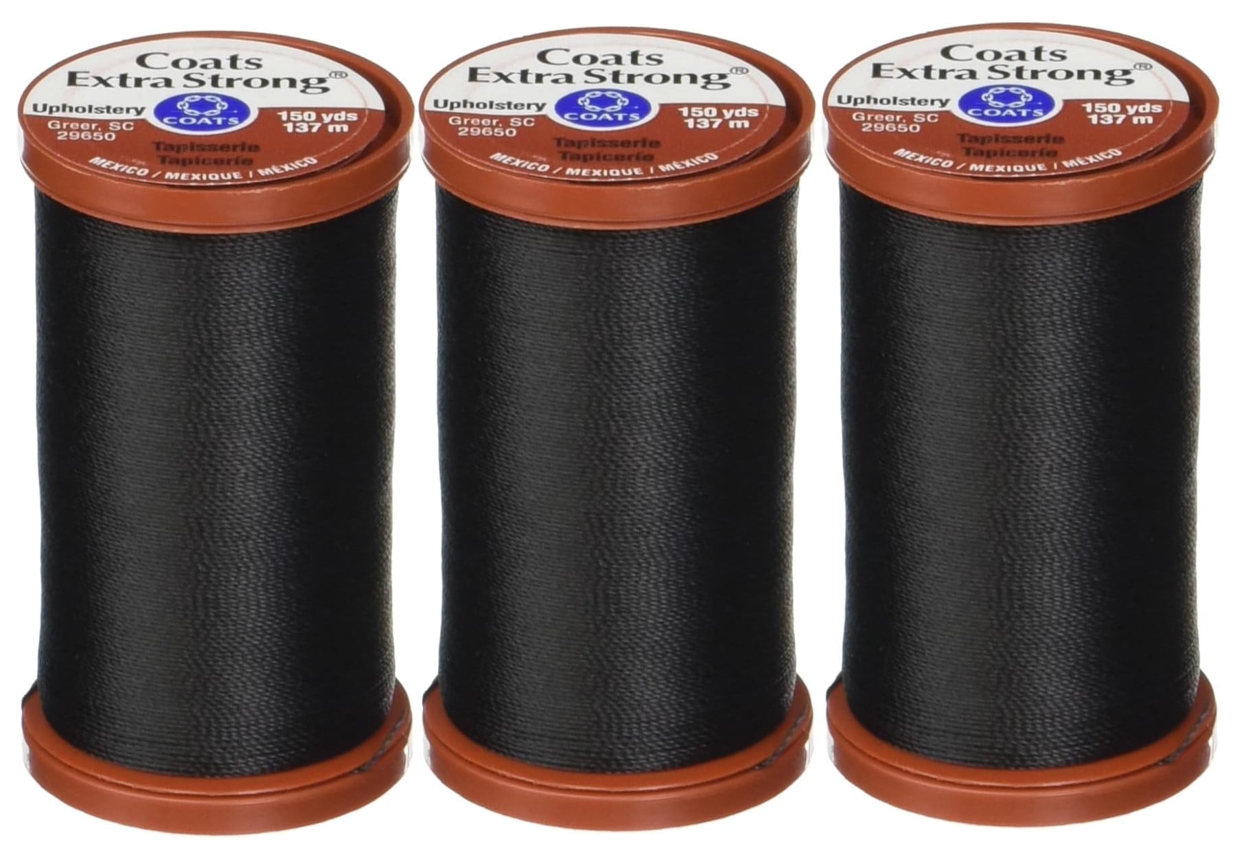 3PACK Coats Extra Strong Upholstery Thread 150 Yards Black
