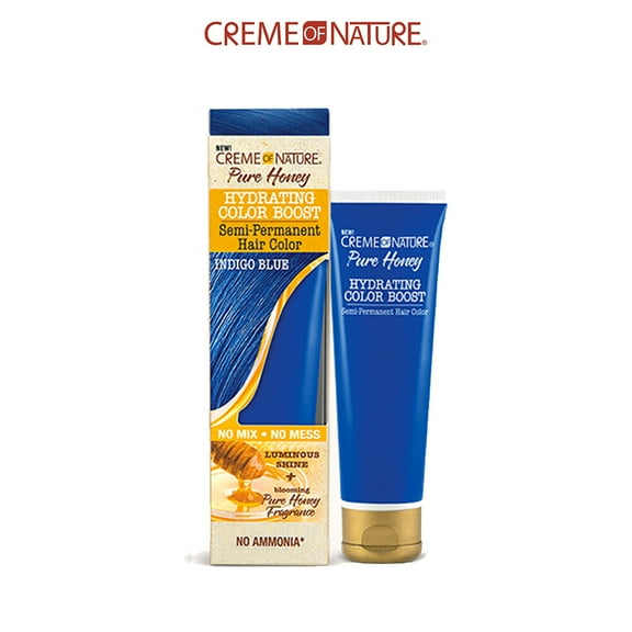 [ 3 PACK ] Creme Of Nature - Pure Honey Hydrating Color Boost Semi Permanent Hair Color [ INDIGO BLUE ] 3 Oz. * BEAUTY TALK LA *