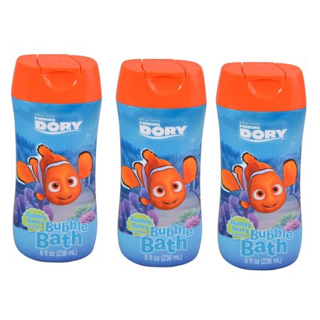 3 PACK Disney Pixar Finding Dory Bubble Berry Scent Bubble Bath 8oz, multi-color