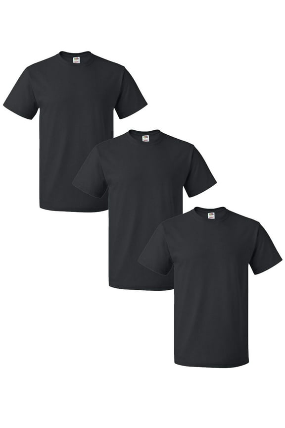 3 PACK - Fruit Of The Loom - Men's 100% Cotton T-Shirt (Black, Medium)