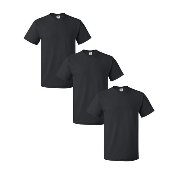 3 PACK - Fruit Of The Loom - Men's 100% Cotton T-Shirt (Black, Small)