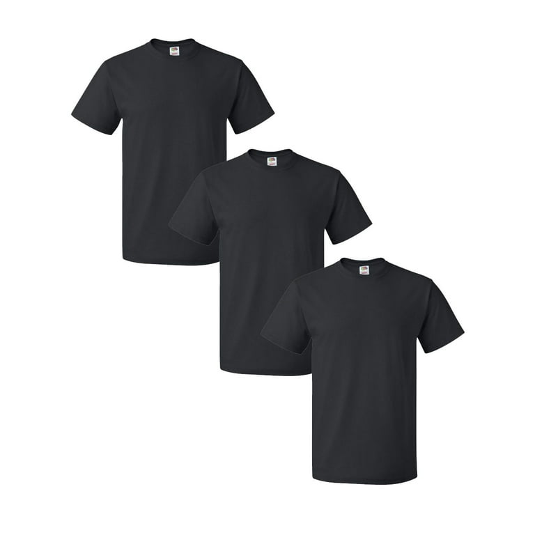 3 PACK - Fruit Of The Loom - Men\'s 100% Cotton T-Shirt (Black, Small)
