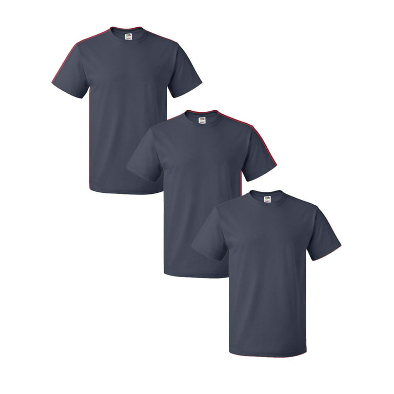 3 PACK - Fruit Of The Loom - Men's 100% Cotton T-Shirt (Navy, Large)
