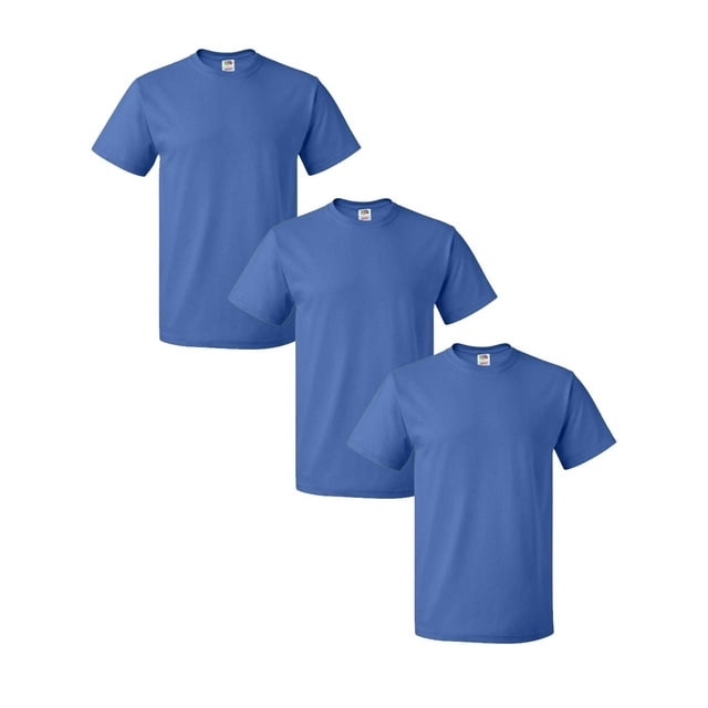 3 PACK - Fruit Of The Loom - Men's 100% Cotton T-Shirt (Royal Blue, 2XL)
