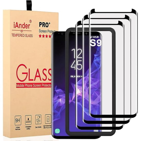 [3-PACK Galaxy S9 Screen Protector Glass [Easy Installation Tray], 3D Curved [Tempered Glass] Screen Protector for Galaxy S9 [Case Friendly]