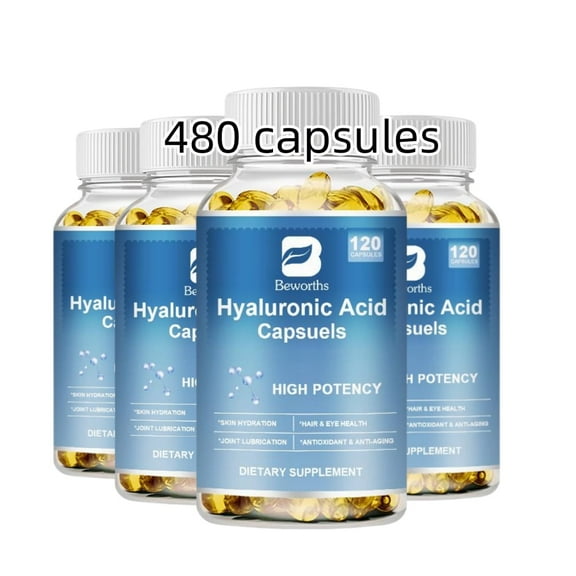 3 PACK Hyaluronic Acid Supplements 250mg | with Biotin 5000mcg & Vitamin C 25mg, 3 in 1 Support - Skin Hydration, Joint Lubrication, Hair and Eye Health, 480 Vegetarian Capsules