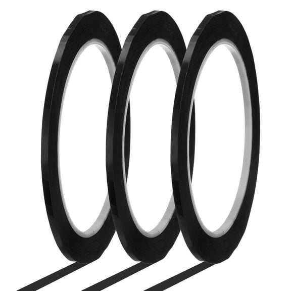 3-PACK Lightning Whiteboard Pinstripe Tape Line, 216 Feet Feet Long per Roll, Dry Erase White Board Graphic Grid Marking Gridding Self Adhesive Artist Thin Pinstriping Tape Black (1/8 inch Width)