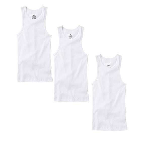 3 PACK Men Tank Top Workout Athletic White A-Shirts 100% Cotton Undershirt Ribbed Size:Large