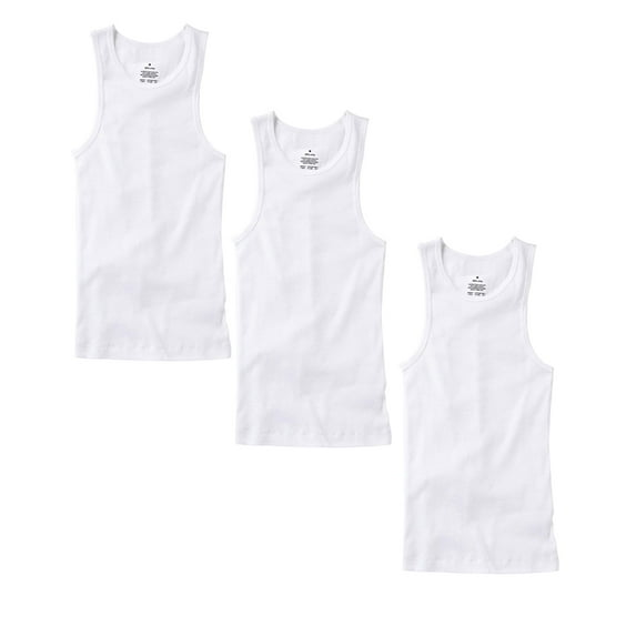 3 PACK Men Tank Top Workout Athletic White A-Shirts 100% Cotton Undershirt Ribbed Size:Medium