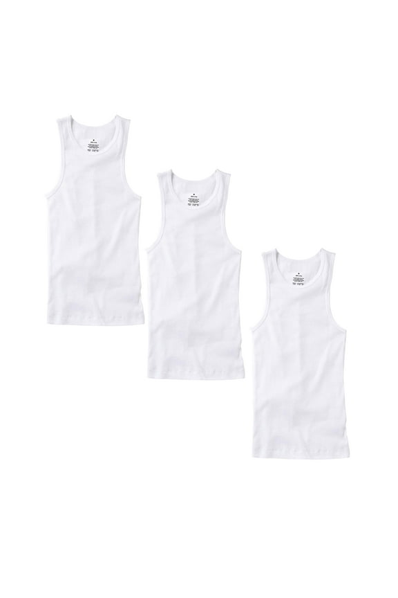 3 PACK Men Tank Top Workout Athletic White A-Shirts 100% Cotton Undershirt Ribbed Size:XX-Large
