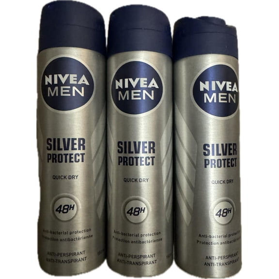 3 PACK NIVEA MEN SILVER PROTECT QUIK DRY 150ML
