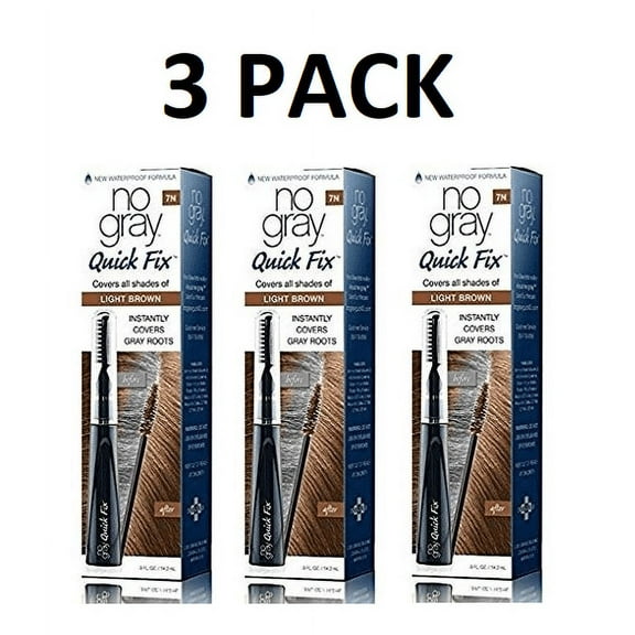 [3 PACK] NO GRAY Quick Fix Hair Color [7N LIGHT BROWN] Waterproof Roots Touch-Up * BEAUTY TALK LA *