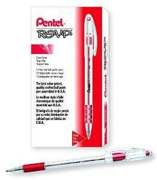 3 PACK Pentel R.S.V.P. Ballpoint Pen, 0.7mm Fine Tip Red Ink Box of 12 (BK90-B)