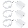 thumbnail image 1 of 3-PACK Phone Charger 6Ft Charging Cable and Wall Charger Power Adapter Plug Block Compatible with iPhone 14 pro max 13 12 X/8/8 Plus/7/7 Plus/6/6S/6 Plu/5S/SE/Mini/Air/Pro, 1 of 4