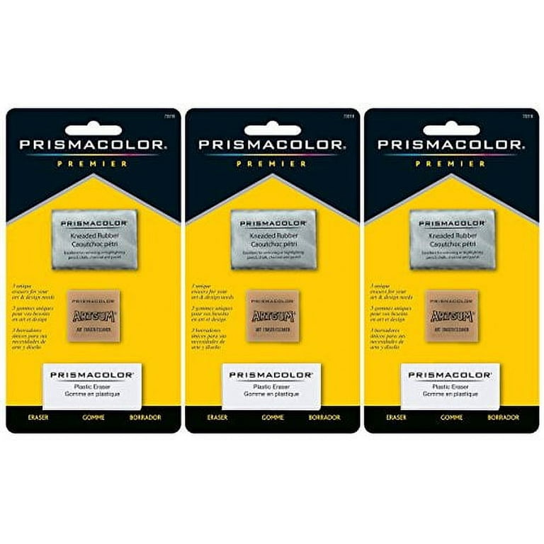 3-PACK - Prismacolor Premier Eraser Set - Kneaded, ArtGum and Plastic  Erasers, Set of 3 per pack 