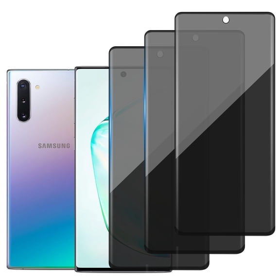 3-PACK Privacy Screen Protector Compatible with Samsung Galaxy Note 10 Plus 5G,Anti Spy Black Tempered Glass Protective Film for Samsung Note 10 Plus [Easy Installation] [Bubble Free] [Case Friendly]
