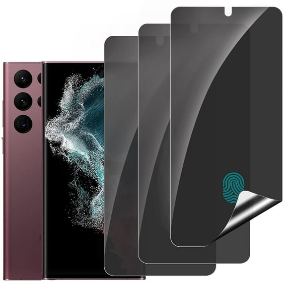 3-PACK Privacy Screen Protector Compatible with Samsung Galaxy S22 Ultra 5G, TPU Flexible Protective Film,Support Fingerprint ID,High Sensitivity,Automatic Repair [Not Tempered Film]