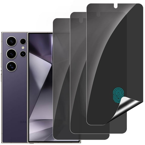 3-PACK Privacy Screen Protector Compatible with Samsung Galaxy S24 Ultra, TPU Flexible Protective Film,Support Fingerprint ID,High Sensitivity,Automatic Repair [Not Tempered Film]
