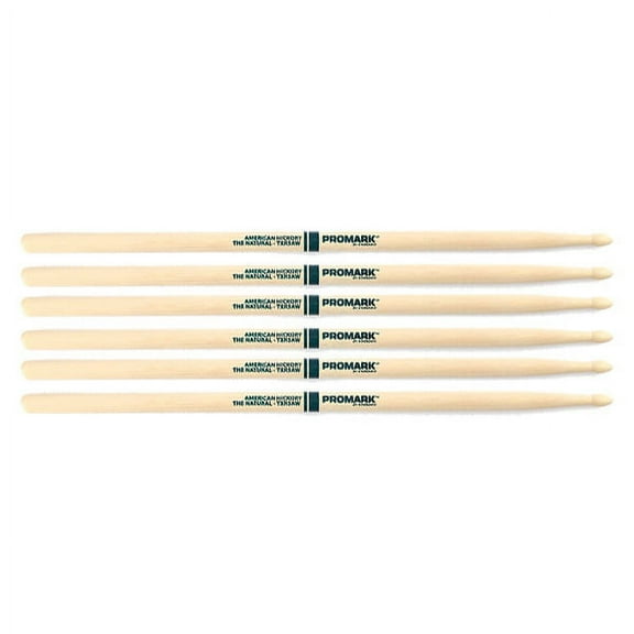 3 PACK Promark TXR5AW American Hickory Natural Wood Tip, Unlacquered TXR5AW-3