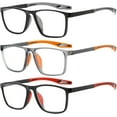 thumbnail image 1 of 3 PACK Reading Glasses for Men Sporty Design TR90 Blue Light Blocking Reader Comfortable and Flexible Lightweight, 1 of 6