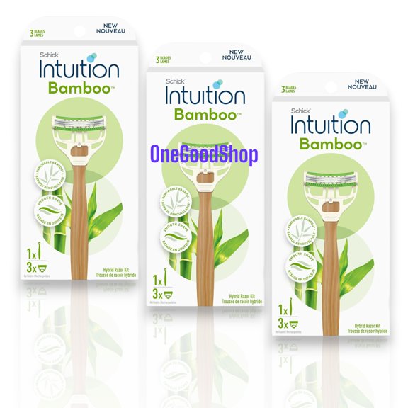 3 PACK- Schick Intuition Bamboo Disposable Razors for Women, 3ct