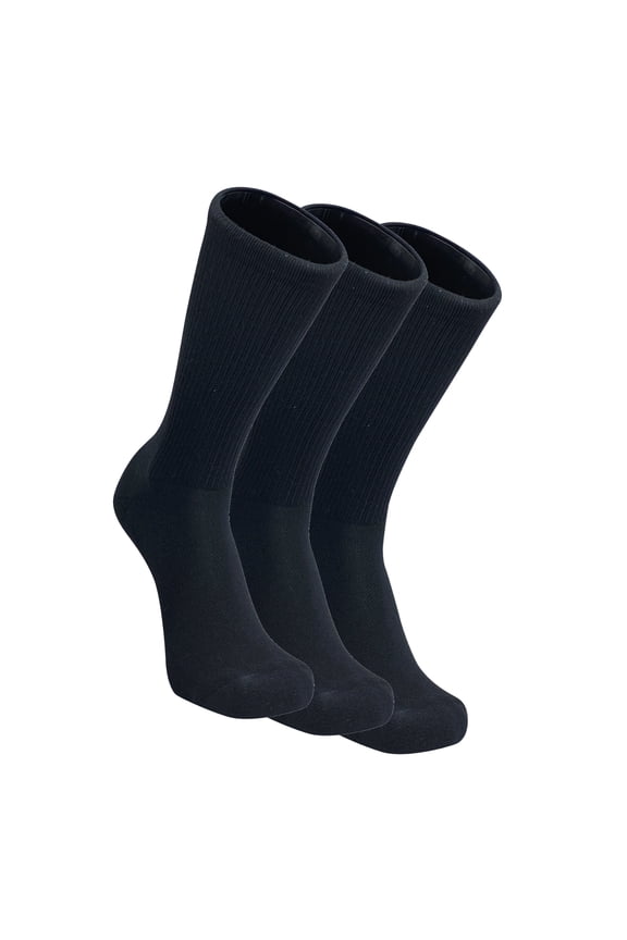 3-PACK Topsox Elite Karma Comfort Performance Black Crew Socks (M)