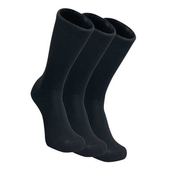 3-PACK Topsox Elite Karma Comfort Performance Black Crew Socks (M)