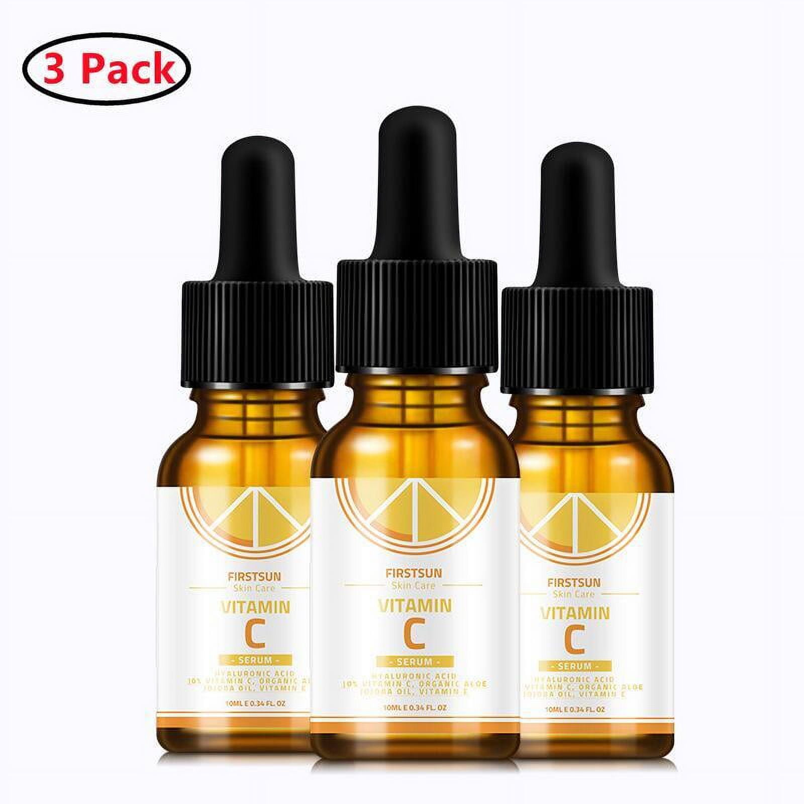 3 PACK Vitamin C Concentrated Serum with Hyaluronic Acid, Vitamin E ...