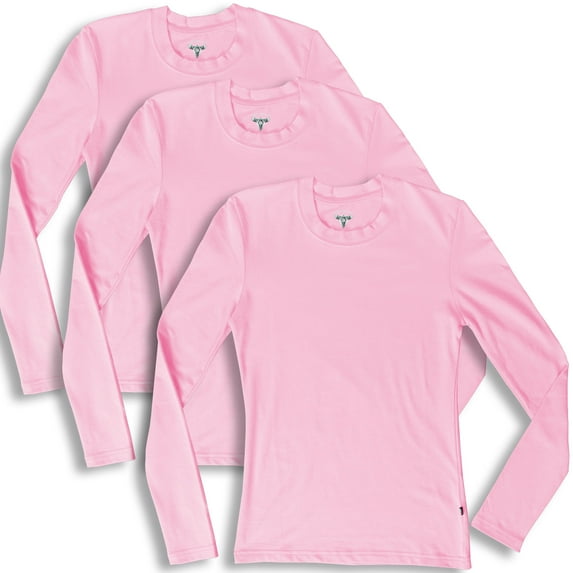 3-PACK Women's Comfort Long Sleeve Workwear Under Scrubs Tee