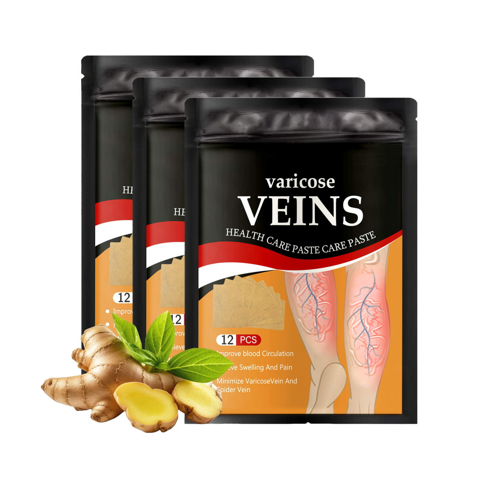3 PACKS 12pcs Veins Health Patches Leg Varicose Vein Treatment Patches
