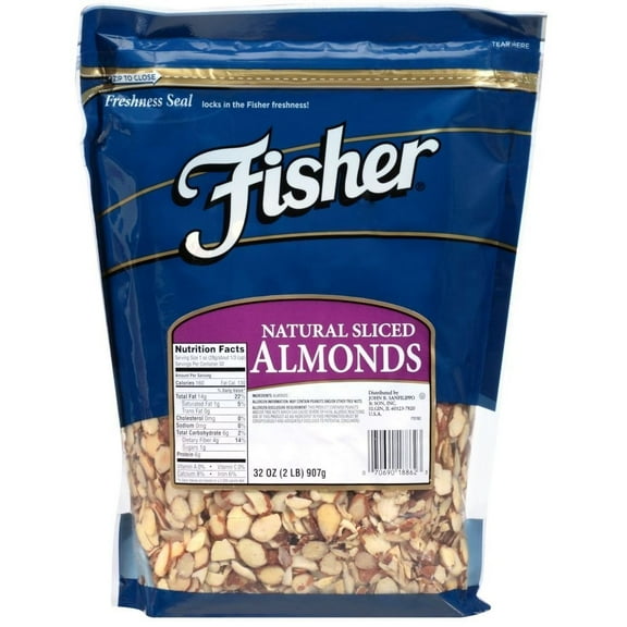 3 PACKS : Fisher Chefs Naturals Sliced Almond, 2 Pound, 18862 -- 3 per case.