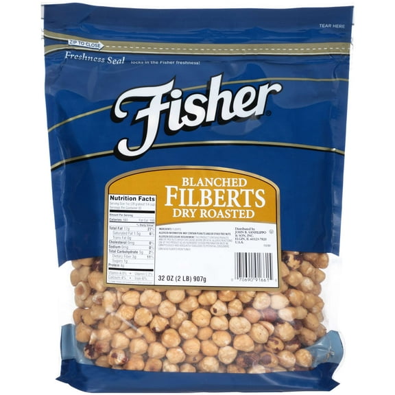 3 PACKS : Fisher Chefs Naturals Whole Blanched Filbert, 2 Pound -- 3 per case.