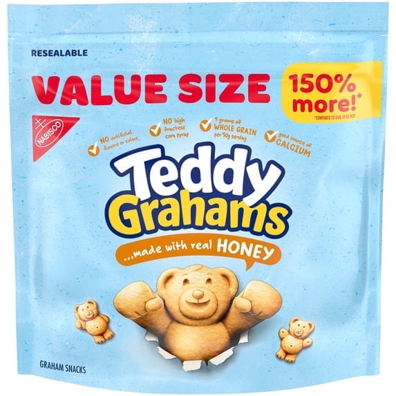 3 PACKS-TEDDY GRAHAMS Honey Graham Snacks, Value Size, Kids Snacks, 25 oz