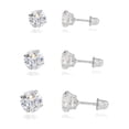 thumbnail image 2 of 14K Solid White Gold Basket Stud Earrings – CZ 2mm-6mm – Screw Back – Unbranded 2 of 5