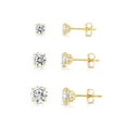 thumbnail image 1 of 3 PAIR SET! 14K Yellow Gold Solitaire Round CZ Stud Post Earrings with Secure Push-backs | 2.5mm, 3mm, 4mm | Women, Men, Unisex, 1 of 9