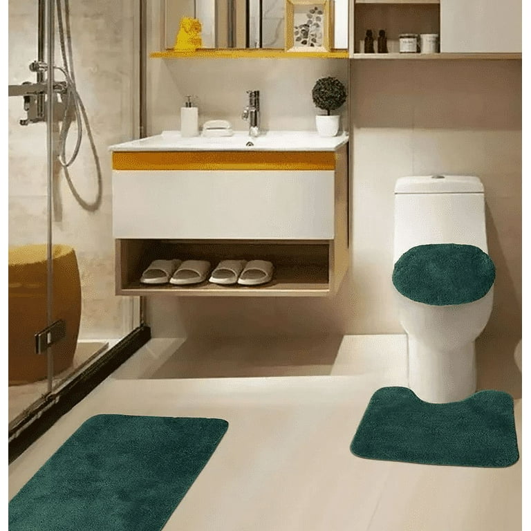 mDesign Bathroom 3 Piece Rug Set, Cotton, Water Absorbent Bath