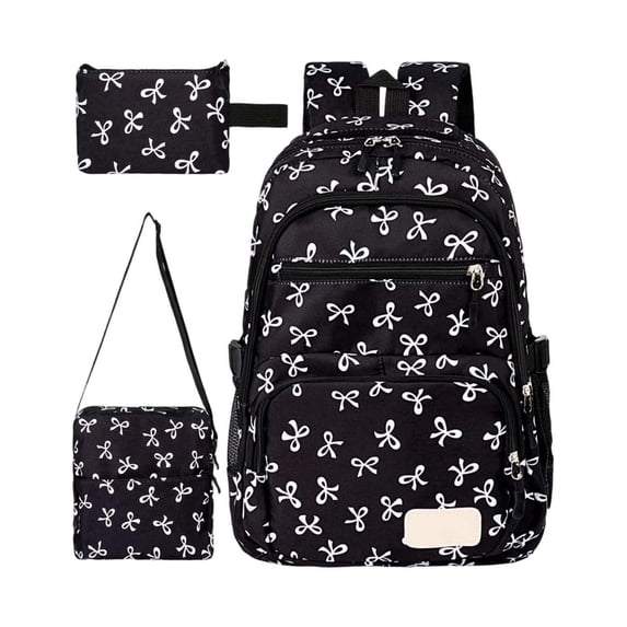 3 PC Backpack Set with Cute Bow,Large Capacity Cartoon Backpacks, Back to School Merch, Lightweight Travel Backpacks, Waterproof School Bag for Teens