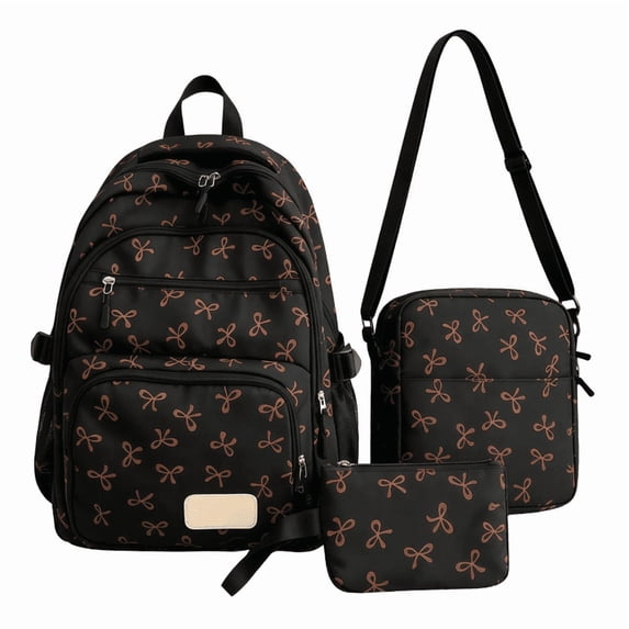 3 PC Backpack Set with Cute Bow,Large Capacity Cartoon Backpacks, Back to School Merch, Lightweight Travel Backpacks, Waterproof School Bag for Teens