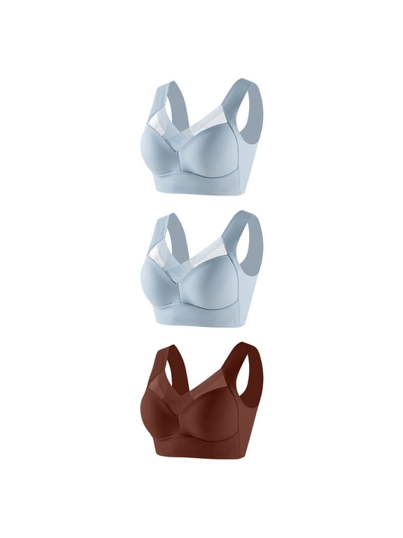 3 PC Bras for Women Wireless Plus Size Bra Full Coverage Everyday Push Up Breathable Casual Comfortable Bralette