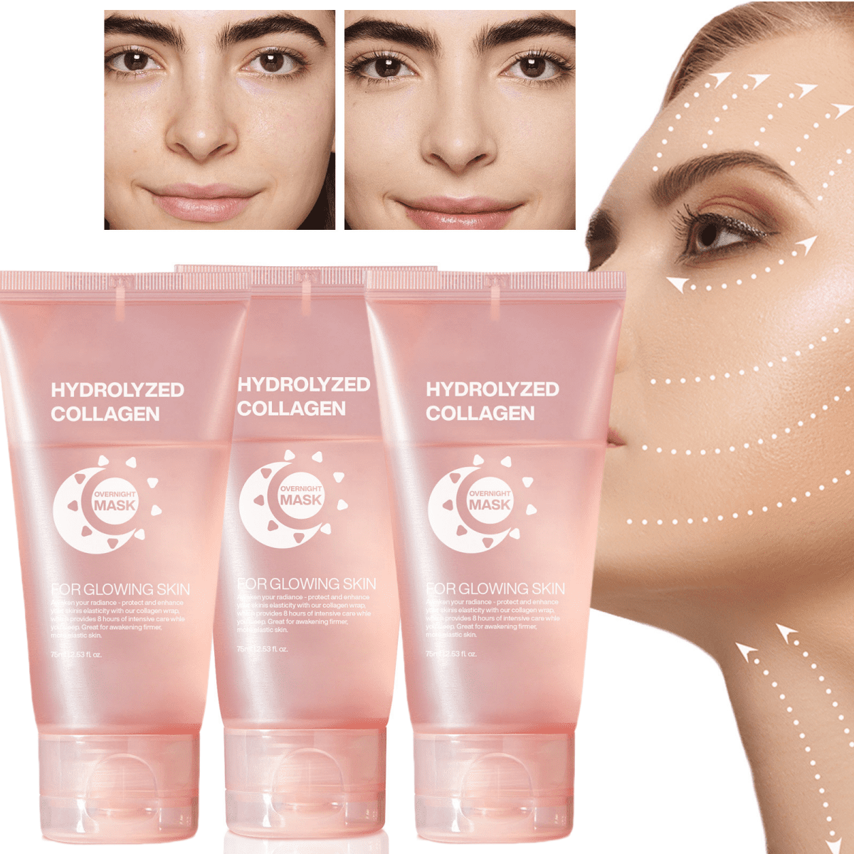 3 PC Collagen Night Wrapping Mask PeelOff Overnight Collagen Face Mask Deeply Hydrates