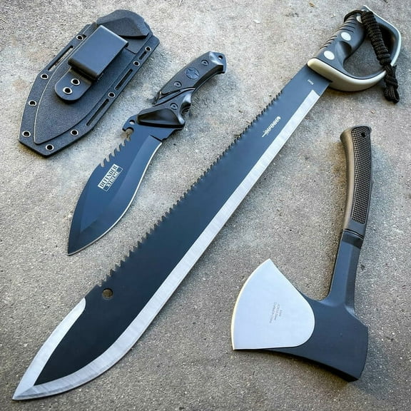 3 PC Outdoor Camping Survival Hunting Fixed Blade Axe Hatchet Set