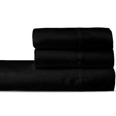 3 PC Set 1000 Thread Count 100% Egyptian Cotton, 10" Deep Pocket Black, RV Short Queen
