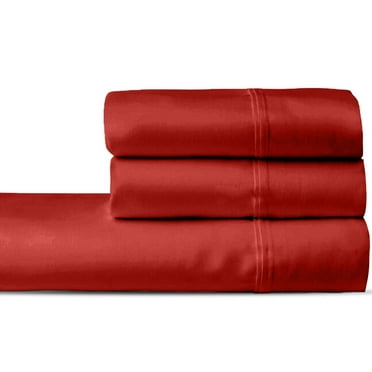 3 PC Set 1000 Thread Count 100% Egyptian Cotton, 12" Deep Pocket Burgundy, RV Short Queen