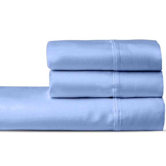 3 PC Set 1000 Thread Count 100% Egyptian Cotton, 15" Deep Pocket Light Blue, Twin