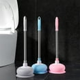 thumbnail image 1 of 3 PC Small Plunger Pump Liquid Plumber Clog Remover Cleaner Unclogger Tool for Toilet,Kitchen Sink Drain,Bathroom Shower Tub With Portable 19 Inch Handle, 1 of 7