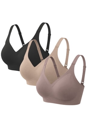 3 PC Sports Bra Plus Size Anti-Sag Lift Full Coverage Jelly Bra Soft Wireless Comfort Bralettes Full Coverage Plus Size Bra Full Coverage Push Up Tshirt Bras Seamless Comfort Jelly Bra