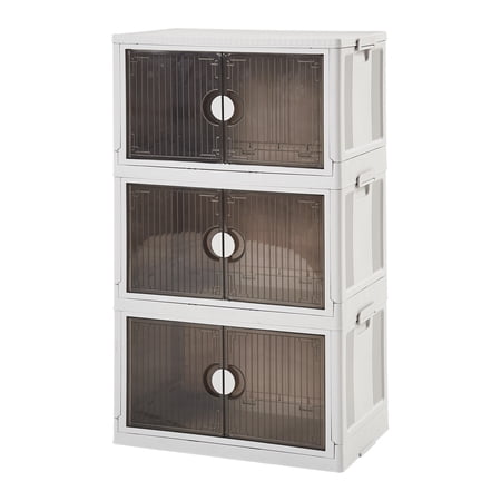 3 PC Stackable Storage Box with Wheels,Muti-use Organizer 48 gallon for Kitchen Bedroom Livingroom Room