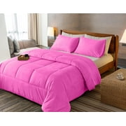 3 PC Velvet Ultra-Soft Sherpa Soft Fall Winter Warm All Season Down Alternative Bedding Sets Includes One Comforter & Two Pillowcases, Full Size, Pink