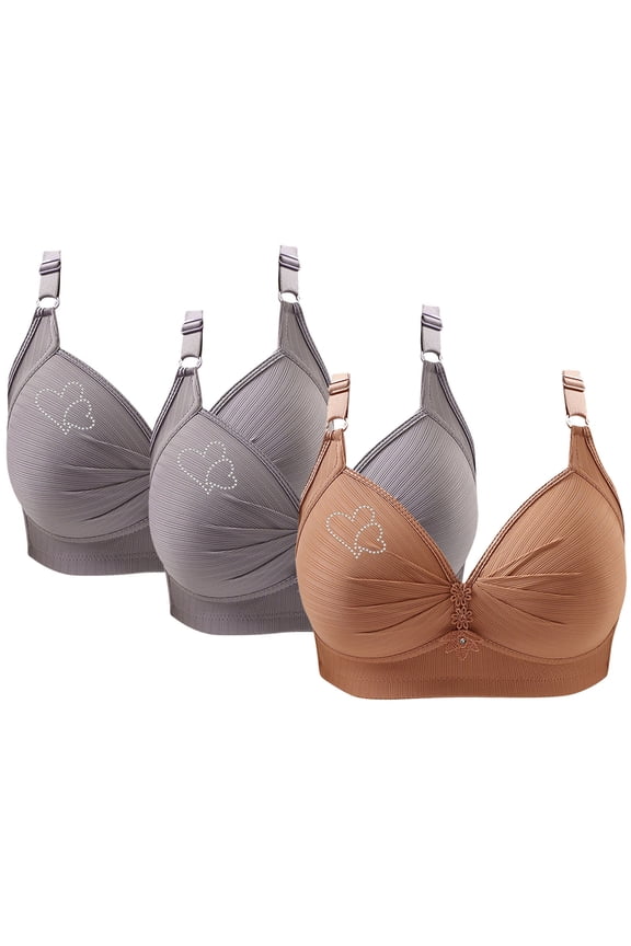 3 PC Women's Push Up Wireless Bra Comfort Support No Underwire Bras Comfortable Wire Free Bralette Everyday Underwear
