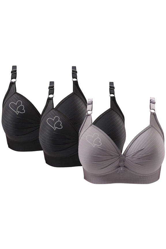 3 PC Women's Push Up Wireless Bra Comfort Support No Underwire Bras Comfortable Wire Free Bralette Everyday Underwear